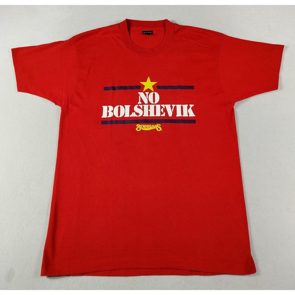 Vintage Screen Stars Best Bennigan's Shirt Mens XL‎ Red No Bolshevik Graphic Tee